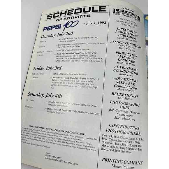 1992 Richard Petty Daytona Pepsi 400 Program w/  Patch – NASCAR Collectible - Picture 9 of 12